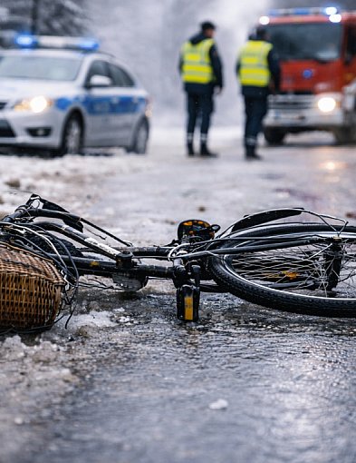 Śmierć 65-letniej rowerzystki. Wpadła w poślizg i przewróciła się na jezdnię-10629