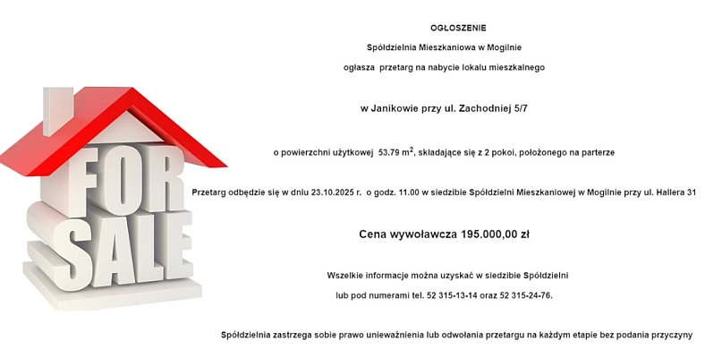 Przetarg na lokal mieszkalny w Janikowie - 10091